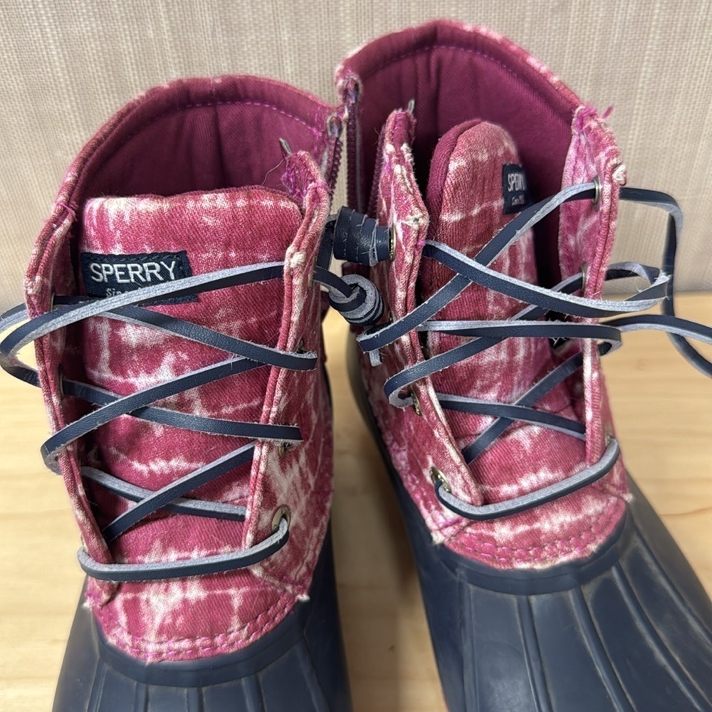 Sperry Saltwater rubber rain duck boots purple and blue youth size 2 - Picture 4 of 9